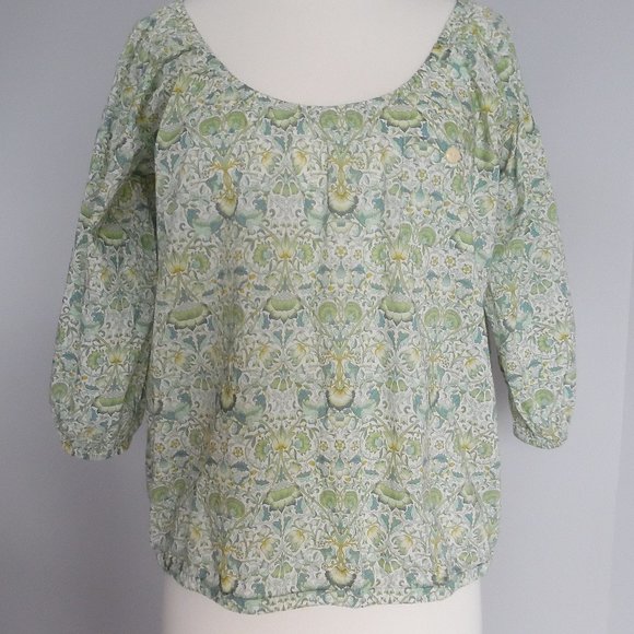 J. Crew Liberty London Peasant Lodden Paisley Cotton Casual Shirt Top Blouse XS - Picture 3 of 12